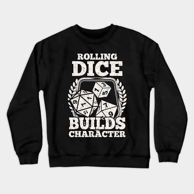 Role Playing Dungeons Tabletop Gaming Rolling Dice RPG D20 Print Crewneck Sweatshirt by Linco